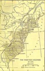 Map of the 13 American colonies