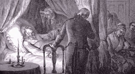 George Washington attended by Drs. Craik and Brown as he lay dying