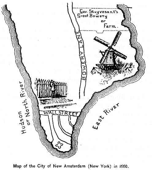 Map of New Amsterdam, New York, in 1660