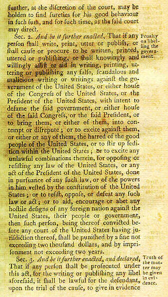 The Sedition Act of 1798