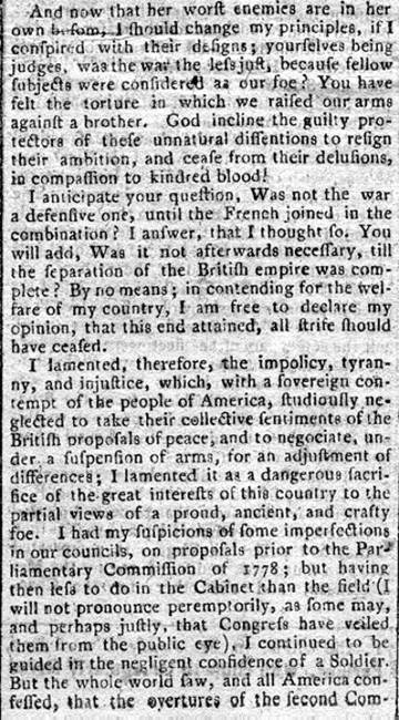 Benedict Arnold's Letter to America