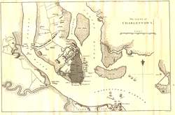 Map of the failed British siege of Charlestown, South Carolina