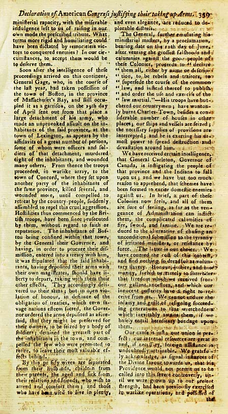 Page 3 of the Declaration of Arms