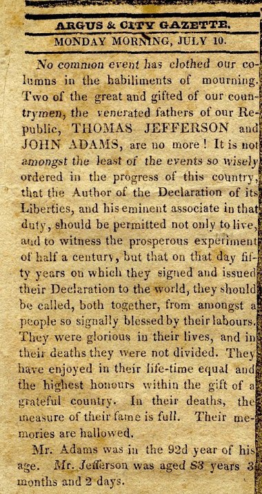 Thomas Jefferson's Obituary