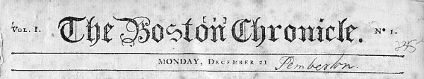 Boston Chronicle of December 21, 1767.