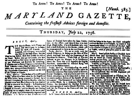 Newspaper Coverage of the English and French War For Control of North America