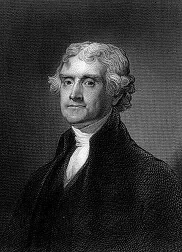 Portrait of Thomas Jefferson, U.S. President and author of the Declaration of Independence